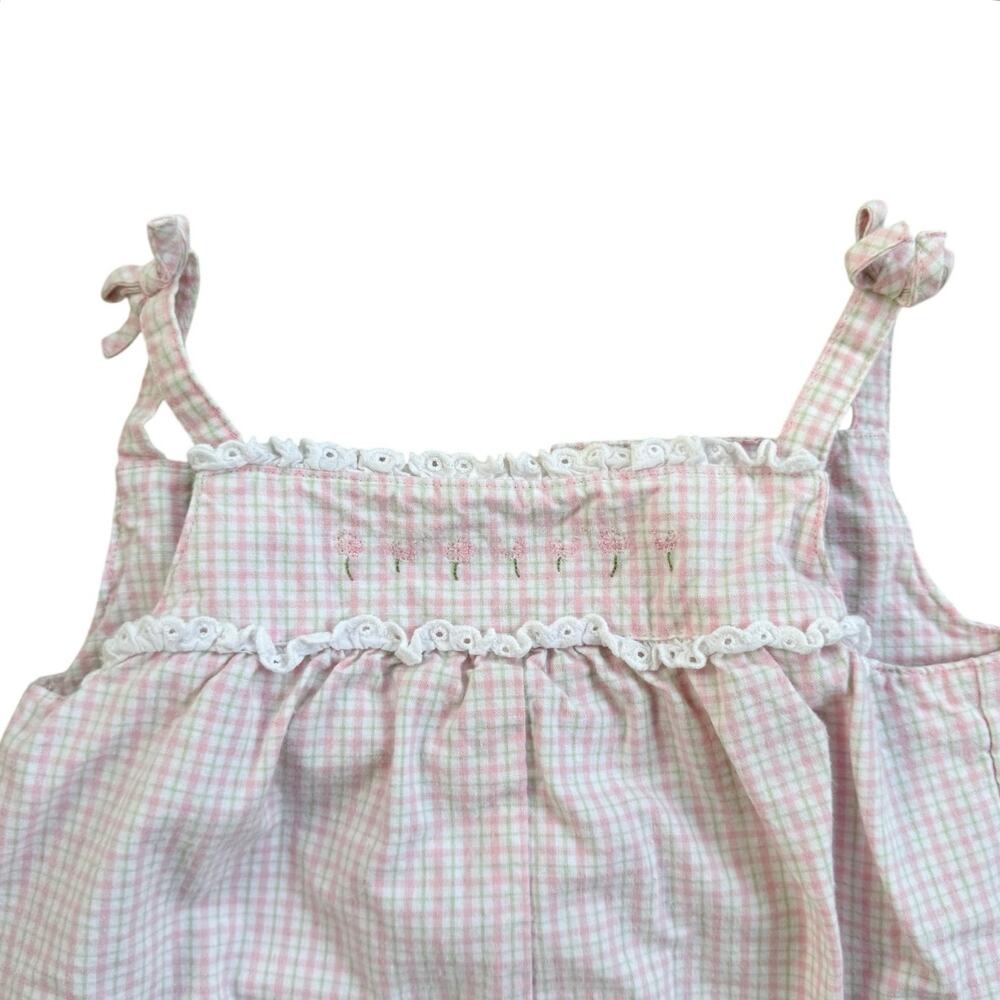 Gymboree Plaid Embroidered Floral Accent Romper 12-18